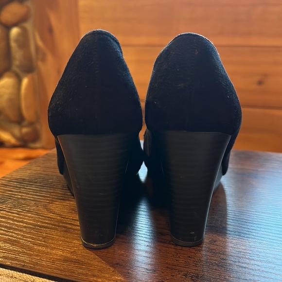 Black Vegan Suede Wedges - Picture 2 of 4